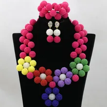 Красочные Пластик шары костюм Цепочки и ожерелья Набор Свадьба Африканский Коренастый Биб Цепочки и ожерелья комплект Новинка года wa688