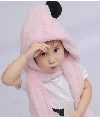 Осенне-зимний детский модный вельветовый шарф шляпа перчатки Комплект из трех предметов защита ушей - Цвет: picture color