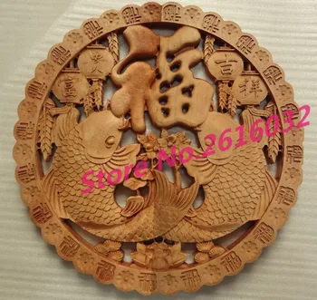 

Dongyang woodcarving small round camphor wooden pendant, Chinese archaize home decoration wall hanging engraving handicraf #2213