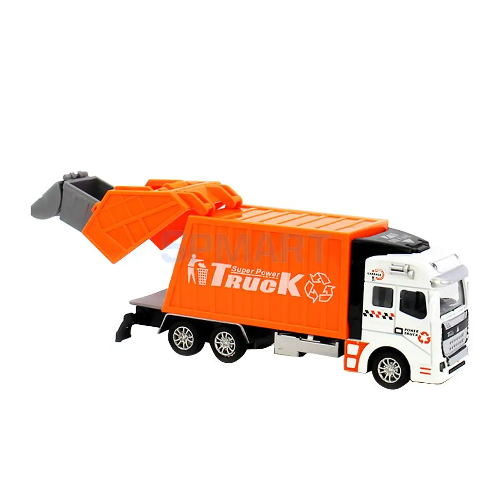 1:32 Scale Die Cast Pull Back Sanitation Engineering Garbage Truck Model Children's Day Birthday Gift Classic Car Toy
