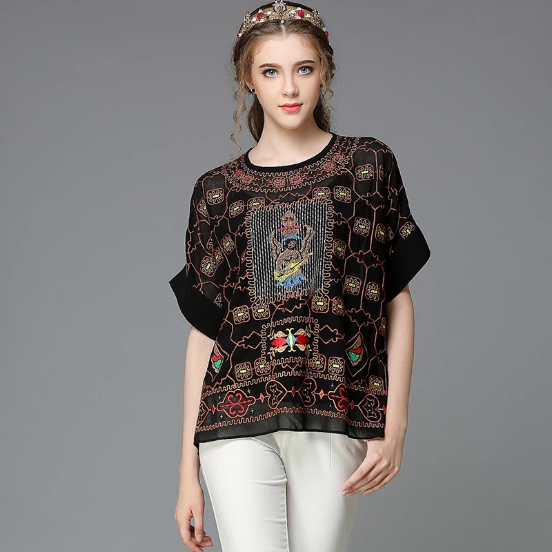 black sheer embroidered top