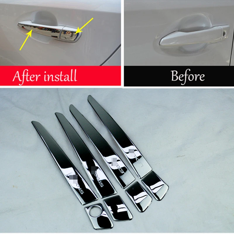 

8Pcs Steel Polish Silver Car Door Handle Trims Decoration Covers For Lexus CT200H RX270 ES250 ES200 ES300H ES350 GS350 IS350