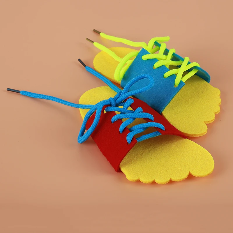Умная детская деревянная Обувь На Шнуровке Для детей, развивающая игрушка для детей ясельного возраста, обучающая игрушка на шнурках