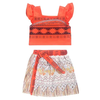 

Girls Adventure Costume Set Printed Top + Skirt for Party XRQ88