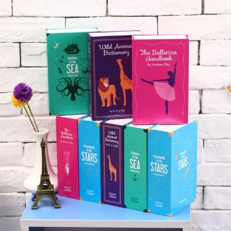 Multiple simulation books mini safe hidden security lock cash coin storage jewelry key cabinet children's gift money box