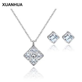 

XUANHUA Fashion Hao Stone Earrings Titanium Steel Stainless Steel Pendant Necklace Jewelry Suit Gift