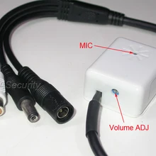 Звук окно монитора микрофон с предварительного усилителя для видеонаблюдения ip-камера, регулируемый объем, DC разъем мужской+ Женский цикл