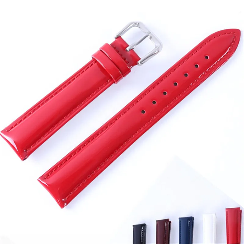 Buy 16mm 18mm 20mm Red Soft Watch Strap Shine Patent