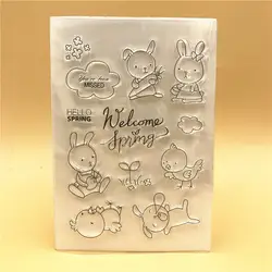 Кролик birdieпрозрачный Прозрачная силиконовая печать DIY Скрапбукинг фото украшение для альбома ясный штамп