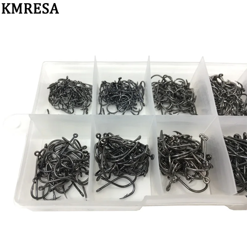 500pcs / set mixed size Fishing Hook# 3~ 12 carbon steel carp fishhook Original box Jigging Bait hook Fishing tackle