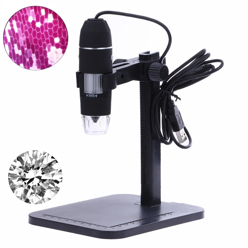 Acheter Microscope numérique USB professionnel 8 LED 2MP 1000X Microscope électronique Endoscope Zoom caméra loupe + support de levage outils
