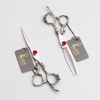 

2Pcs 6In. 17.5cm JP 440C Mr Rabbit Brand Profrssional Hairdressing Scissors Cutting Scissors Thinning Shears Hair Scissors T9106