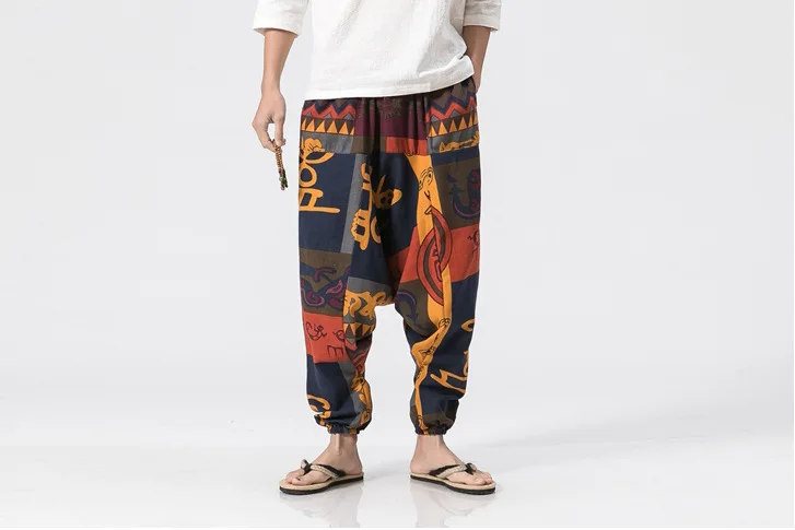 Fashion Trend Pants Men'S Street Pants Men'S Cotton Linen Loose High Waist Wide Leg Casual Pants Men'S Street Hip Hop Pants