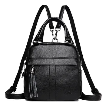 

Genuine Leather Women's Handbags Fashion Tassel Shoulder CrossBody Bags Ladies Messenger Bags Women Tote Bags Back pack