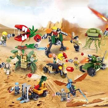 

8Pcs Funny Military Vehicle Army Bricks Building Blocks Cannibal Flower Weapon Kids Assembly Educational Gift Toys for Children