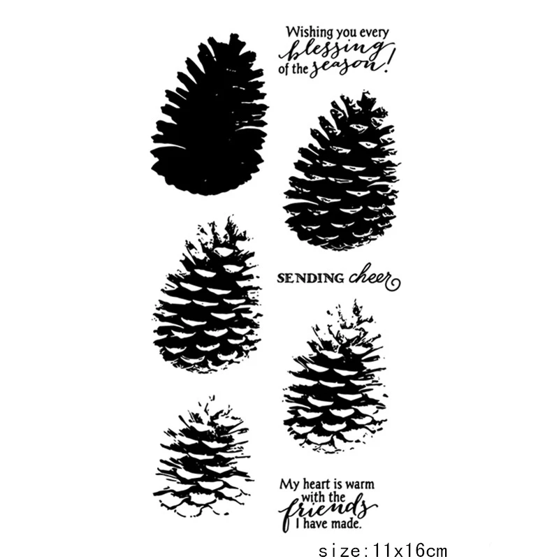 

Pine Cone silicone Clear Stamp for DIY Scrapbooking Photo Album Decorative christmas trees new creative rubber stamps