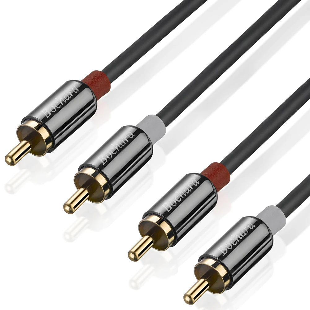 Аудио кабель Bochara 2RCA к OFC фольгированный и Плетеный экранированный 1 8 м 3 5 10 15 20 для