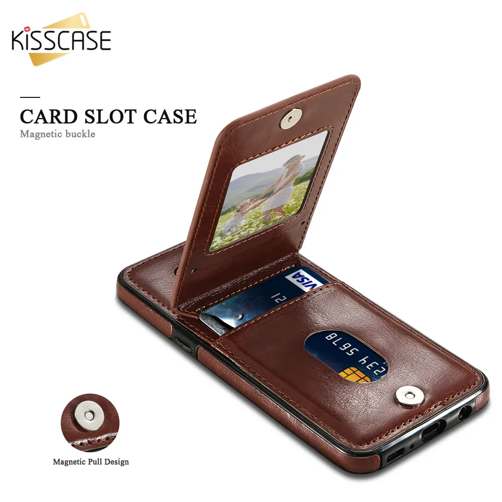 KISSCASE Leather Phone Case For Samsung Galaxy S9 S8 Plus Stand Holder Cases S7 S6 Edge Flip Card Solt Covers Couqe | Мобильные