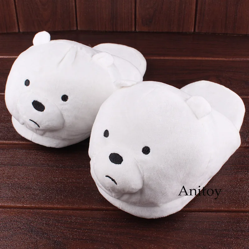 We Bare Bears Ice Bear Grizzly Panda Plush Slippers Shoes Home House Winter Stuffed Slippers Plush Toys 28cm