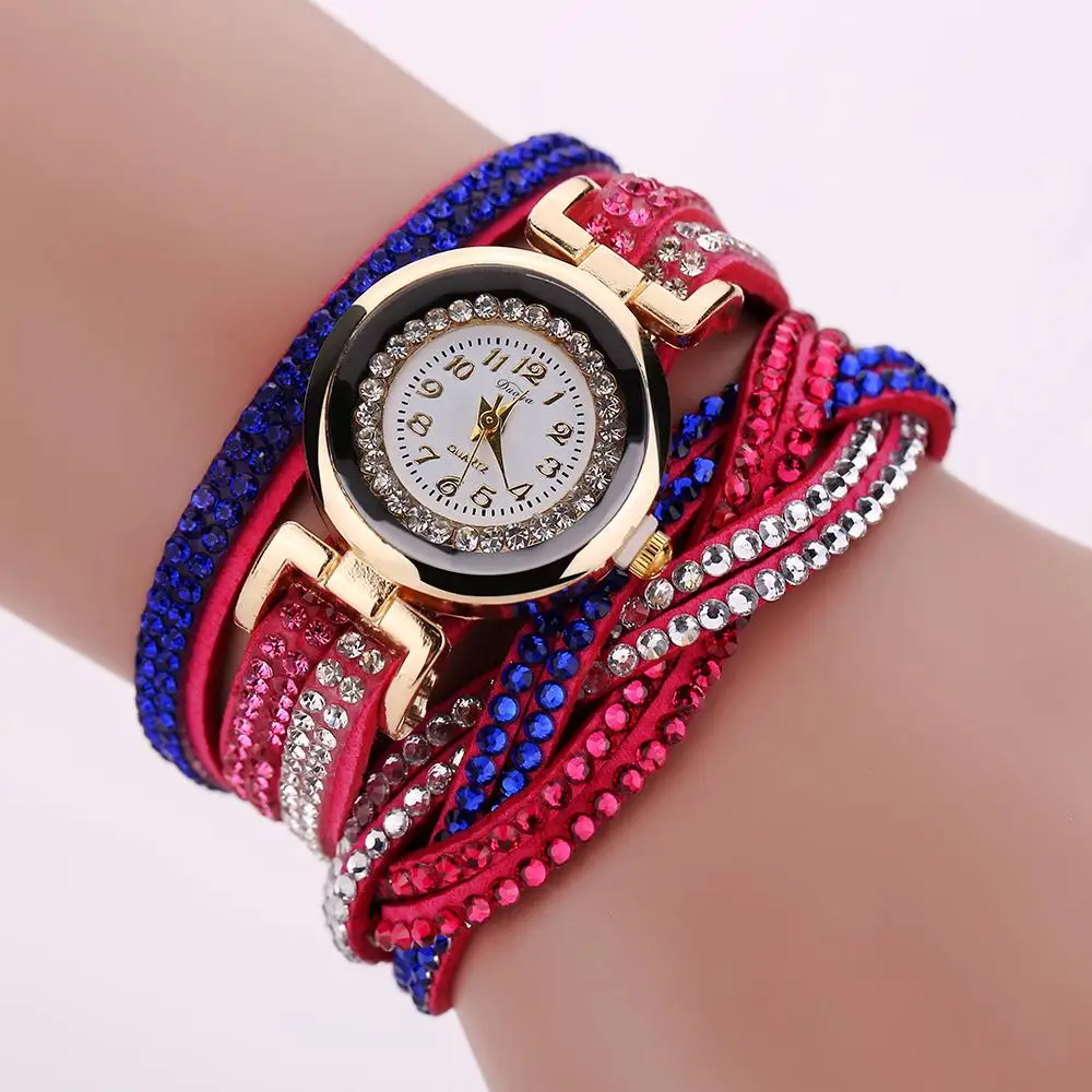 Женские кварцевые часы из сплава кварцевые наручные часы с инкрустированным браслетом