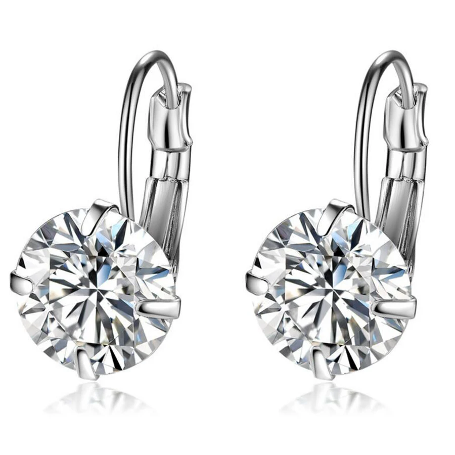 

Luxury Stainless Steel Flower Design Stud Earrings with Zircon Stone Women Birthday Gift Bijouterie