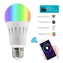 Лампочка RGB 9 Вт с регулируемой яркостью подсветка умного Wi-Fi лампы многоцветный телефон дистанционное управление Голосовое управление совместимость с Alexa Google