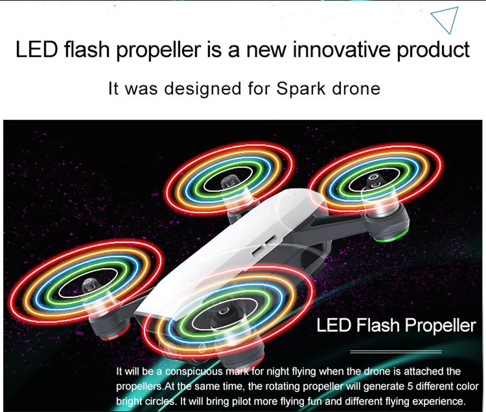 2 пары Spark светодиодный Flash винты лезвия реквизит Перезаряжаемые для дрона DJJ Spark 20J Перевозка груза падения