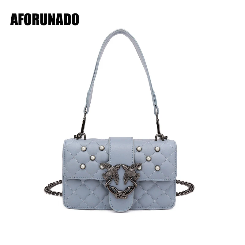 

Luxury Handbags Women Bag Designer Chains Pearl Shoulder Bag Lady Hand bags PU Leather Messenger Bags For Women 2019 bolso mujer