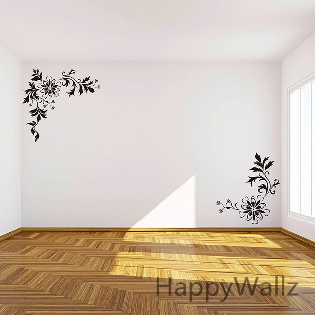 flowers wall sticker corner flower wall decal diy beautiful flower