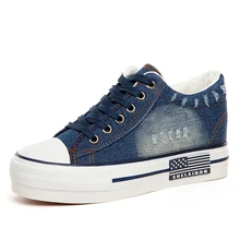 denim wedge trainers
