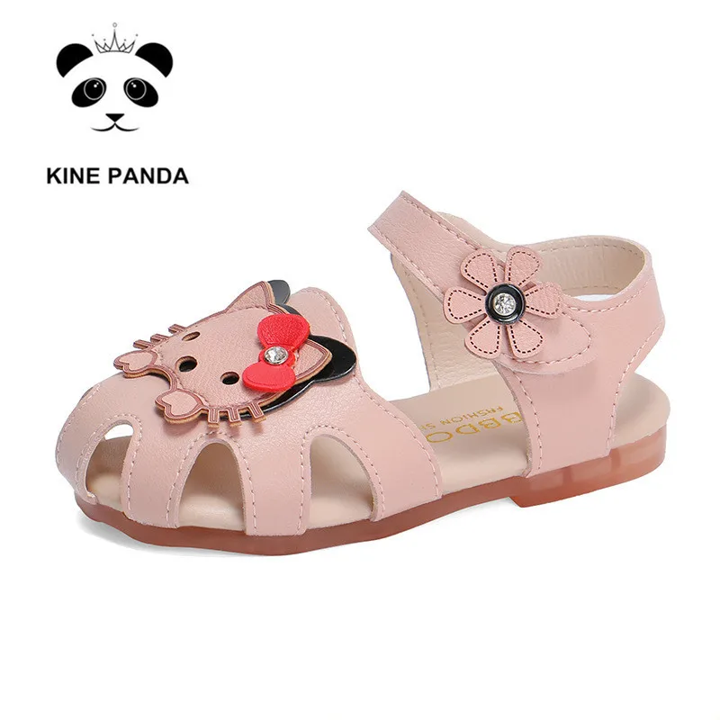 

KINE PANDA Girls Sandals for Kids Hello Kitty Summer Toddler Baby Girl Prewalker Closed Toe Cap Children Beach Shoes