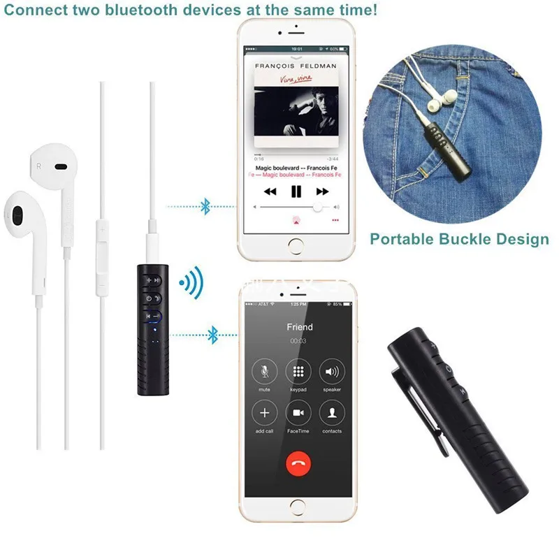 Auto Aux 3.5mm jack Bluetooth Speaker Receiver Car Transmitter Car Bluetooth Handsfree Receiver Music Car Bluetooth Receiver (6)