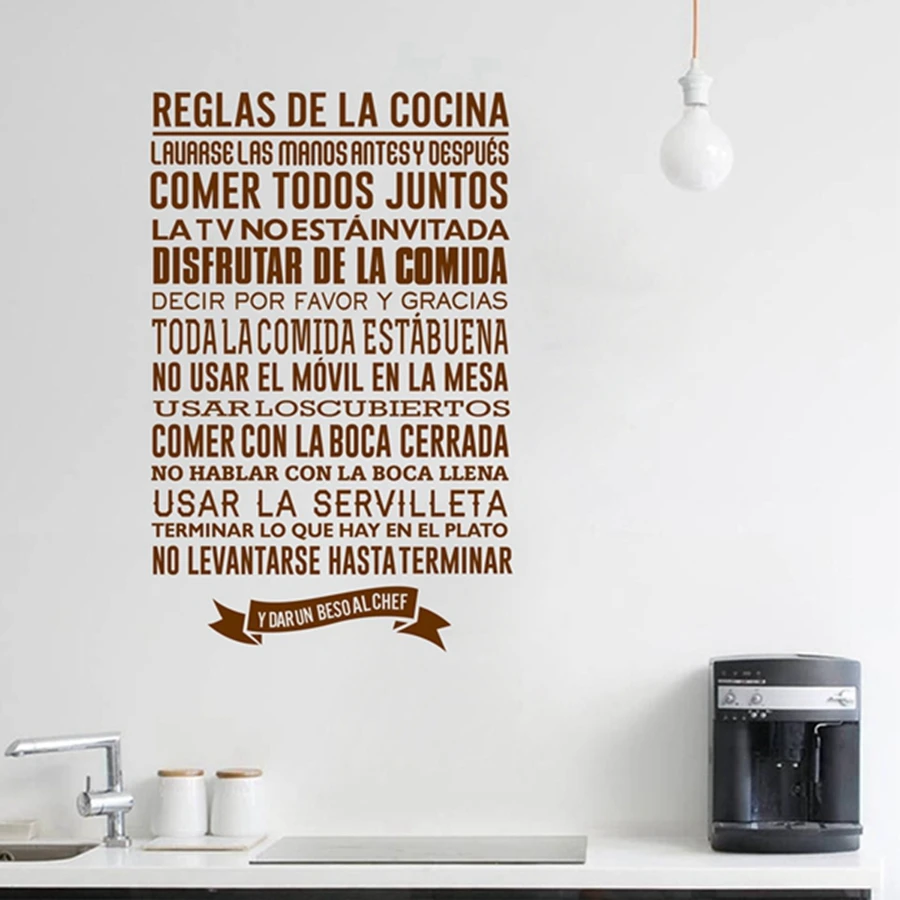 Spanish kitchen Rules Wall Stickers , DIY Vinyl Wall Decals Spanish Kitchen Wall Decor Free Shipping Spanish kitchen Rules Wall Stickers , DIY Vinyl Wall Decals Spanish Kitchen Wall Decor Free Shipping