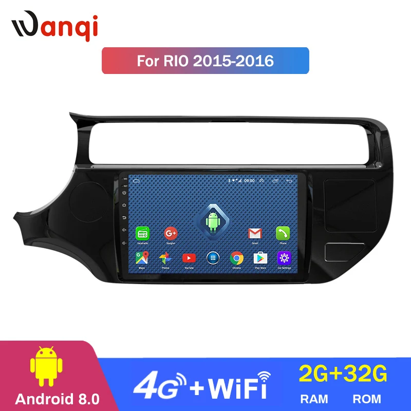 Sale Android 8.0 2+32G  4G 3G WIFI netcom 2.5D 9 inch For KIA rio K3 2012-2016 with audio radio multimedia gps navigation support SWC 3