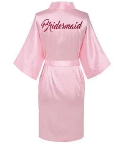 Bride Bridesmaid Red Letters Robes.Bride Robes Pajamas Bathrobe Nightgown.Women's Satin Wedding Kimono Sleepwear Get Ready Robes