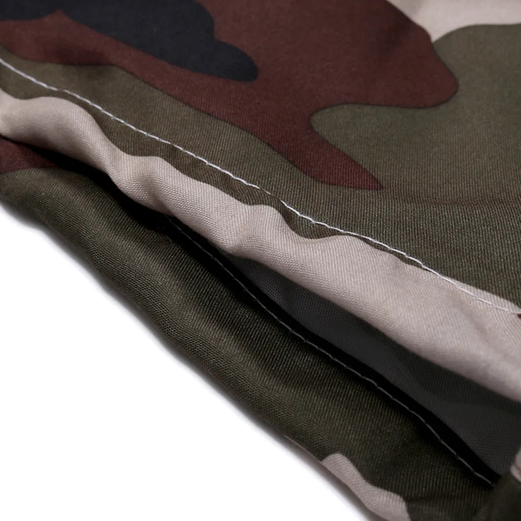 Модные для мужчин; короткий рукав Повседневная Блузка camouфлаг печати отложной воротник рубашки из ткани в рубчик верхняя одежда мужчин s