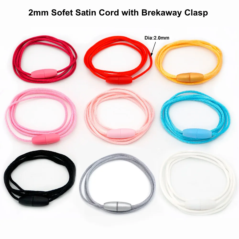 

Sutoyuen 20pcs Soft Satin Cord 2.0mm with Breakaway Clasps for Baby Teething Necklace DIY Jewelry Making Crafts