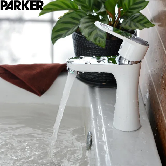 

White copper basin faucet white single hole faucet never paint European undercounter leading paint