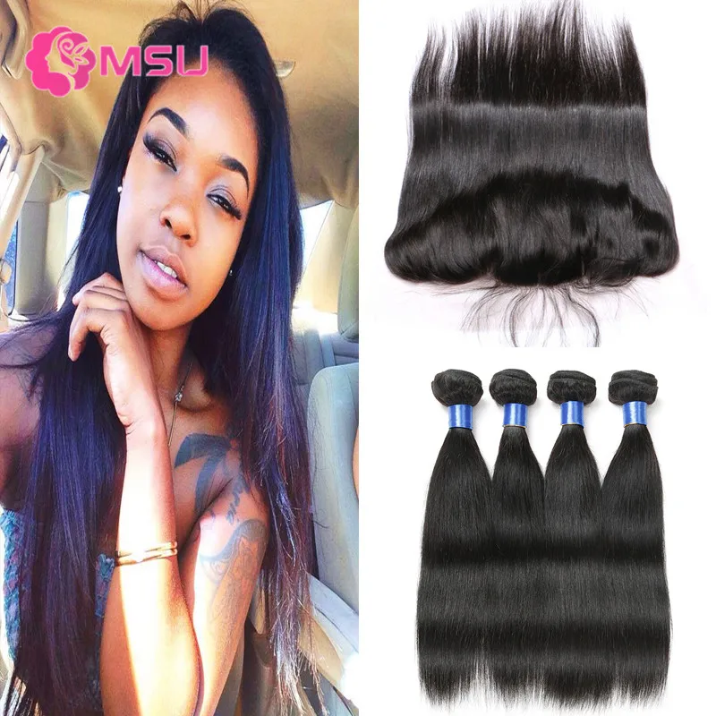 10A Spring Queen Hair with Frontal Closures 3 Bundles Malaysian Virgin Hair Straight with Ear to