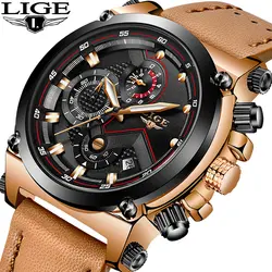Relogio Masculino 2019 LIGE для мужчин s часы мужской кожаный Автоматическая Дата кварцевые часы для мужчин Элитный бренд