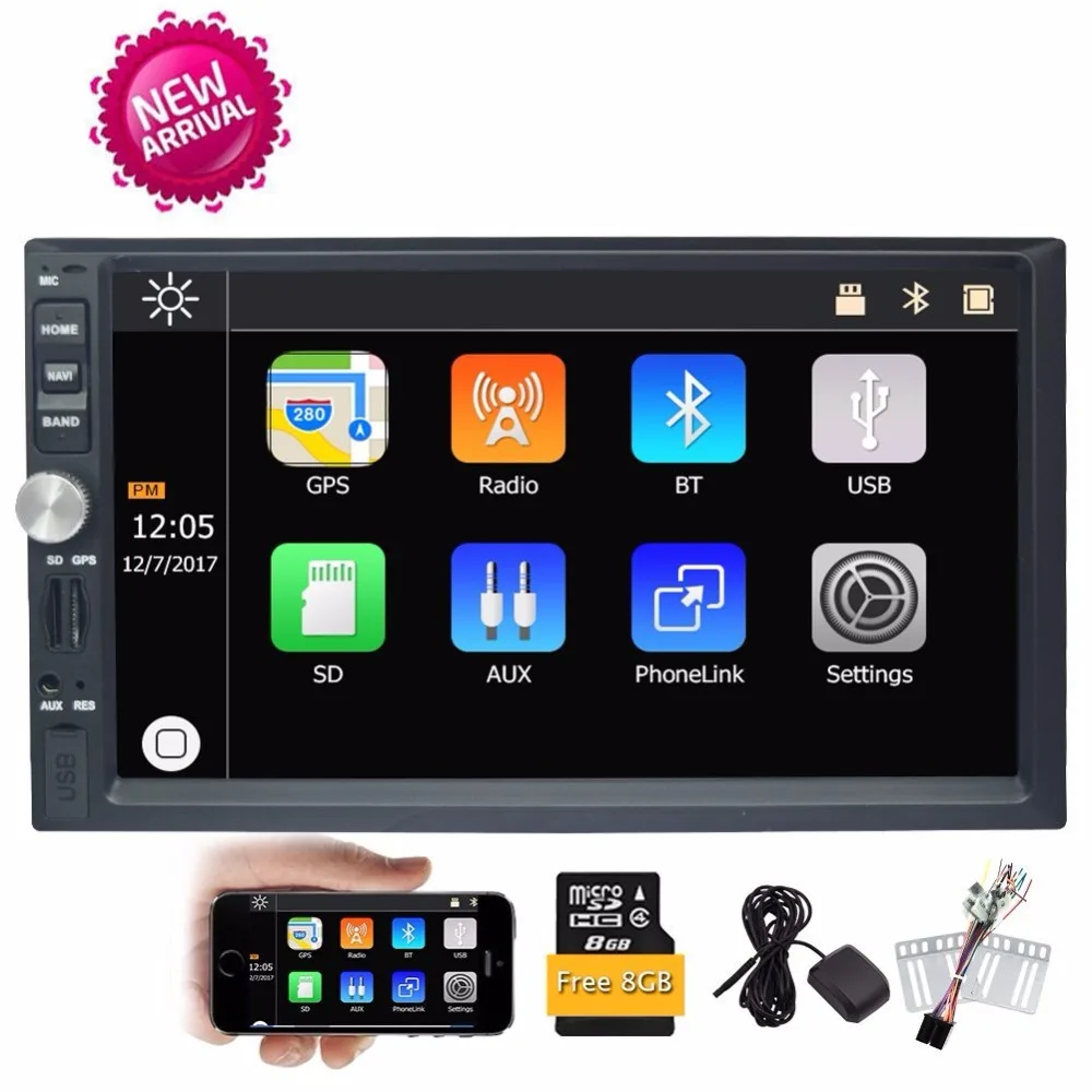 

EinCar 7''Car Stereo Radio MP5 Player GPS Navigation Bluetooth/Audio/USB/SD/AM FM Aux Receiver USB Charger Rear Camera Map Card