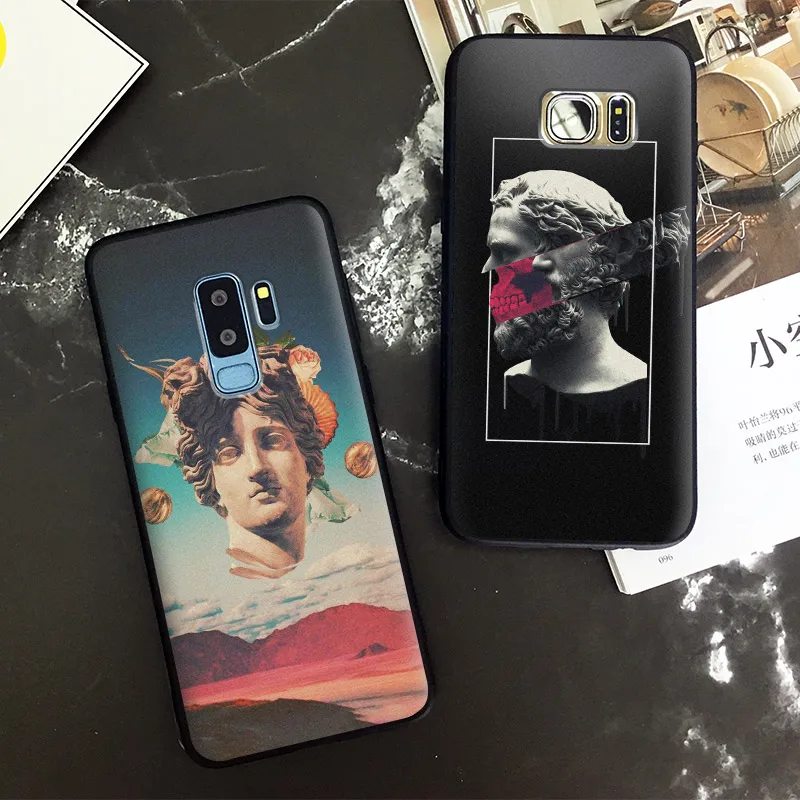 

Creativity Plaster statue Aesthetic TPU Soft Silicone Phone Case Shell Cover For Samsung S7 Edge S8 S9 Plus Note 8 9