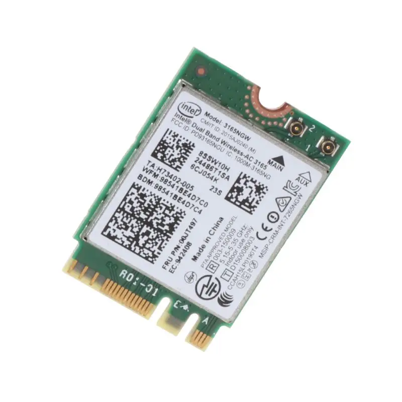 Intel 00JT497 3165NGW беспроводной-AC двухдиапазонный для lenovo ThinkPad Bluetooth WiFi IBM карта ноутбук NGFF Wlan