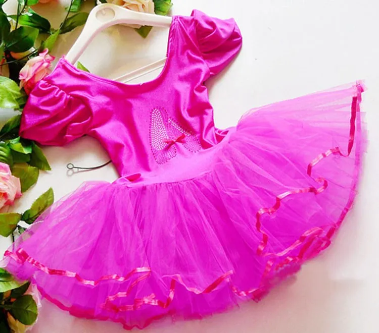 Новинка; балетное платье для девочек; Одежда для танцев для девочек Детские балетные костюмы для девочек; танцевальный Купальник для девочек; Одежда для танцев на сцене - Цвет: Hot Pink