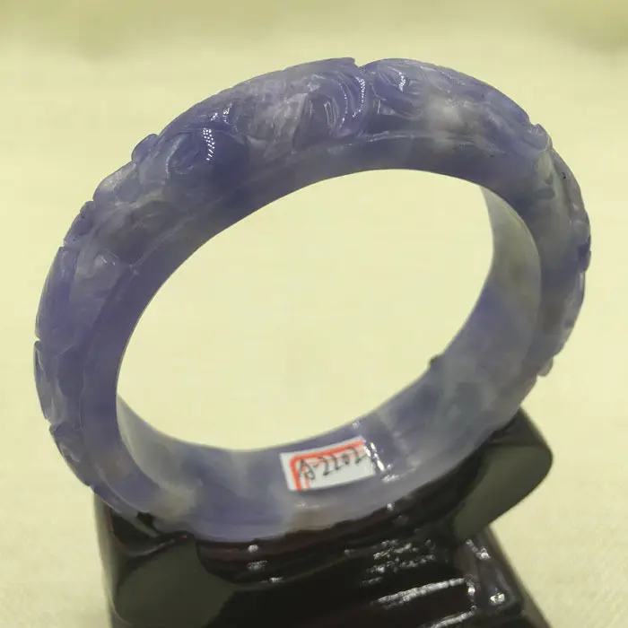 

A-2202 Chinese Hand-carved Lavende Purple Jadeite Jade Gems Bangle Bracelet 62mm 28% 10.13