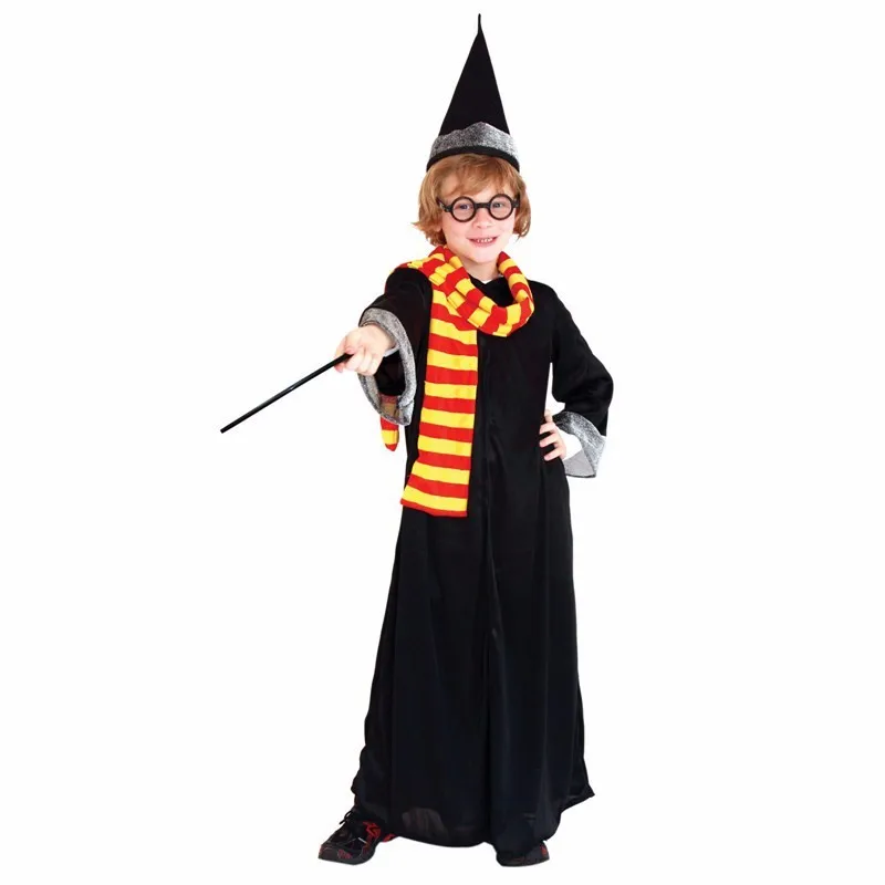Boys Kids Children magician Cloak Costume Gryffindor Enchanter Cosplay
