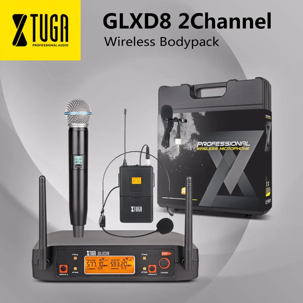 Портативная микрофонная система XTUGA с чехлом для переноски 2 металлические