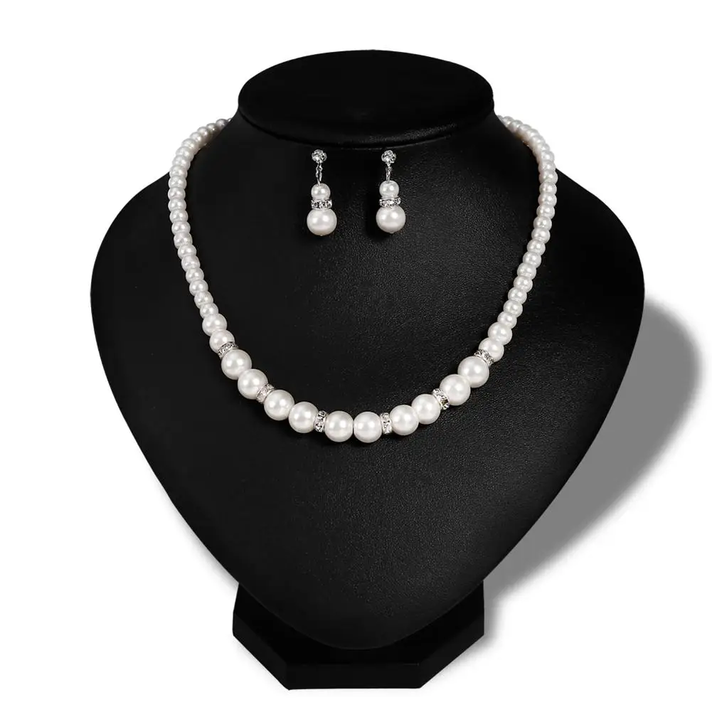 Women Fashion Chic Rhinestone Faux Pearl Beads Earrings Necklace Jewelry Set new | Украшения и аксессуары