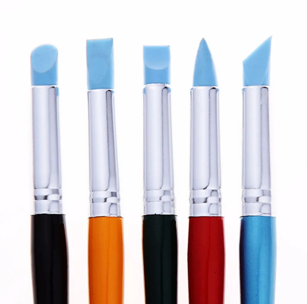 Artist Paint Brush Set 5pcs Colorful Professional Silicon Brushes Blender for Painting, Masking