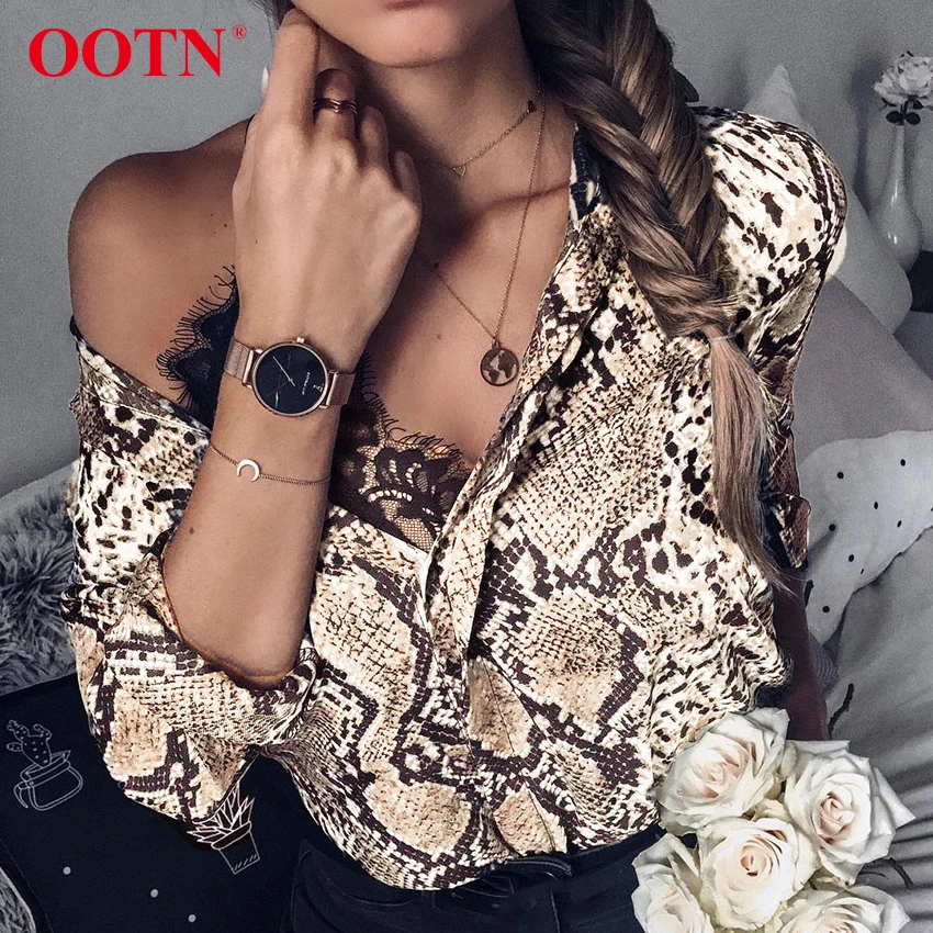Женская шелковая рубашка с длинным рукавом OOTN Офисная атласная блузка в